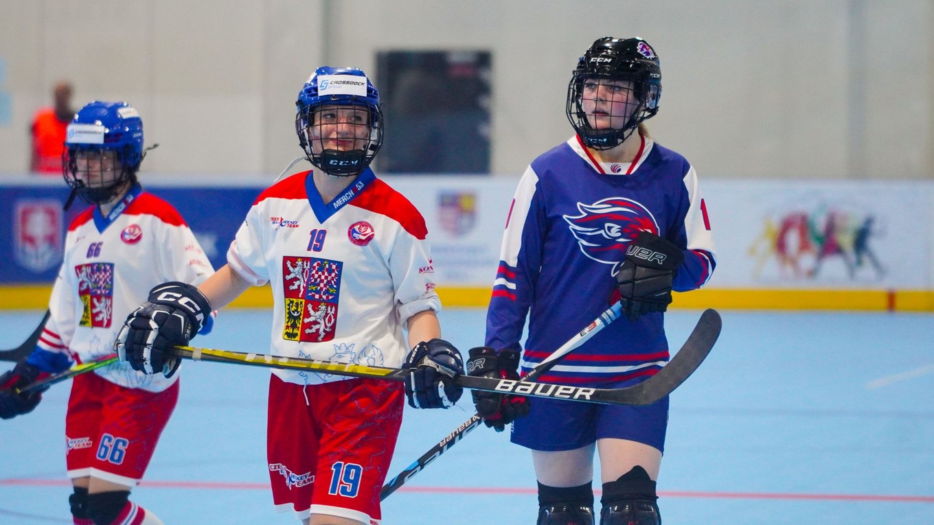 Fotka zo zápasu Česko - Švajčiarsko na MS v hokejbale do 20 rokov 2025.