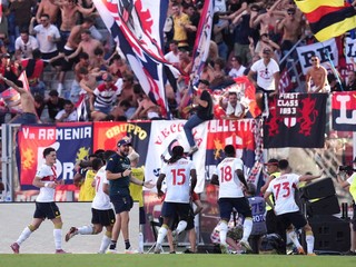 Radosť hráčov Bologne.