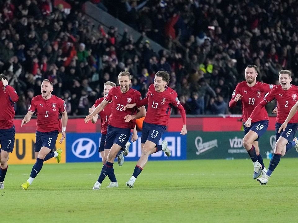 Futbalisti Česka oslavujú postup na MS vo futbale 2026.