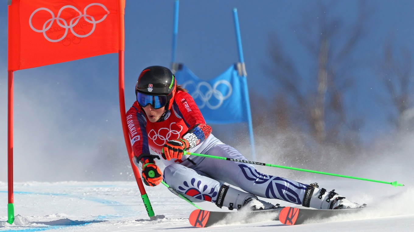 Slovenská lyžiarka Petra Vlhová počas 1. kola obrovského slalomu na ZOH v Pekingu 2022. 