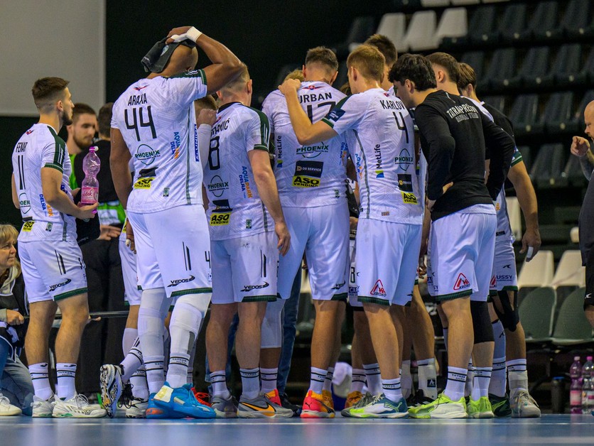 Hádzanári Tatrana Prešov počas zápasu 3. kola G-skupiny Európskej ligy v hádzanej Tatran Prešov - Fredericia.