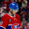Juraj Slafkovský počas šiesteho zápasu 1. kola play-off NHL Montreal Canadiens - Tampa Bay.