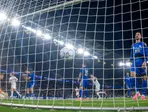 Na snímke reakcie hráčov Slovana sprava Kenan Bajrič, Svetozar Markovič, Peter Pokorný a brankár Dominik Takáč.