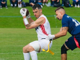 Slovenský reprezentant vo flag futbale Tomáš Urban počas ME 2023 v Írsku. 