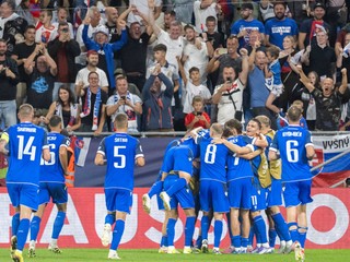 Gólová radosť slovenských futbalistov po góle na 2:0 v úvodnom kvalifikačnom zápase na MS 2026 A-skupiny Slovensko - Nemecko.