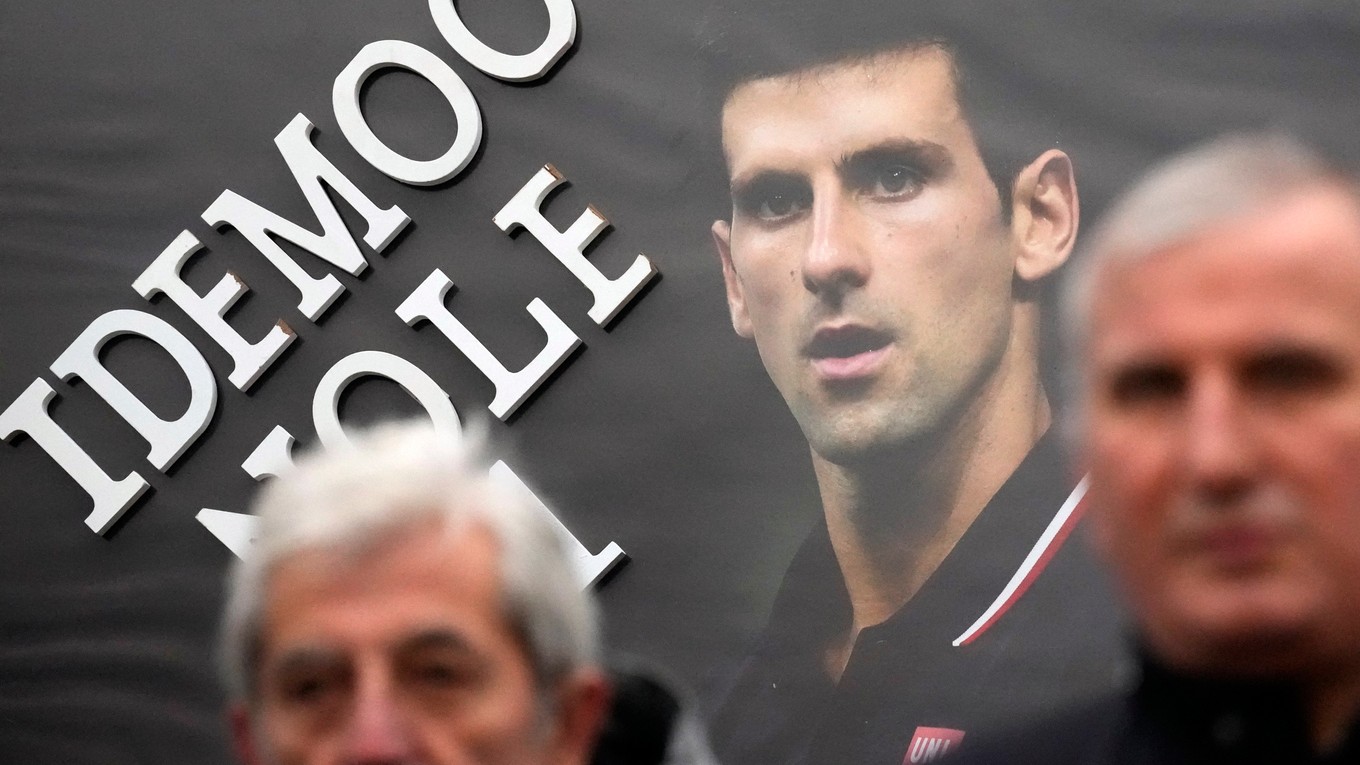 Protest v Srbsku na podporu Novaka Djokoviča pred Australian Open 2022.
