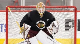 Adam Gajan počas kempu v klube Chicago Blackhawks. 