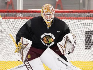 Adam Gajan počas kempu v klube Chicago Blackhawks. 