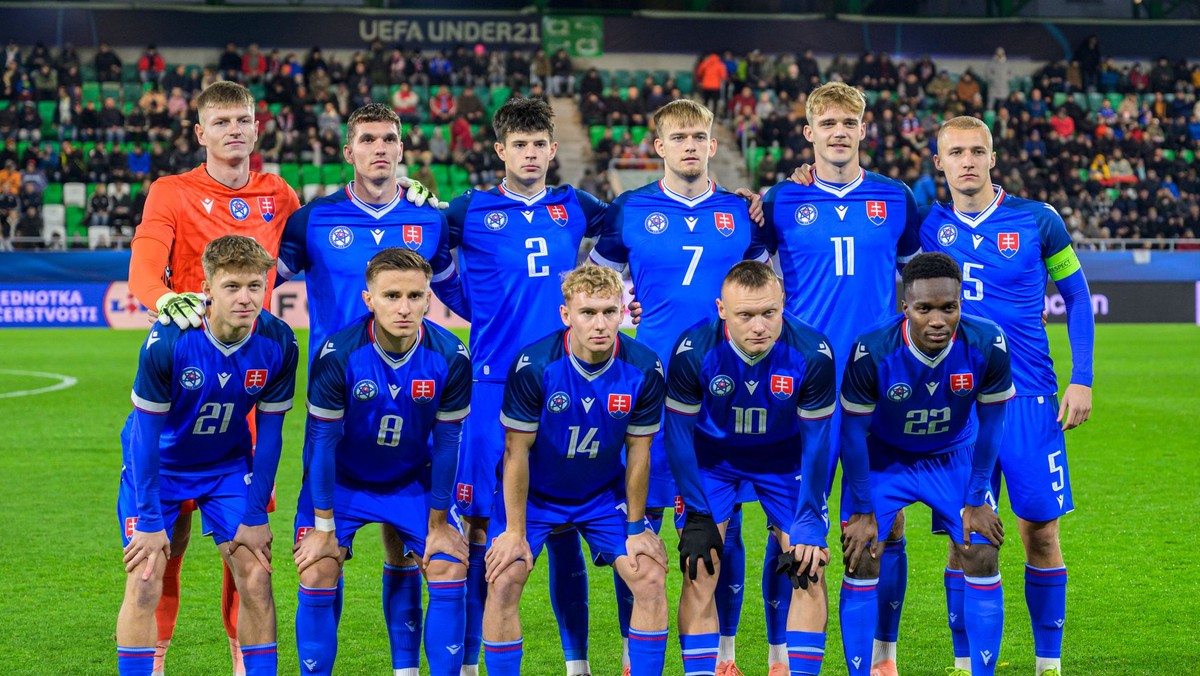 Tím Slovenska pred zápasom D-skupiny kvalifikácie na Majstrovstvá Európy 2027 hráčov do 21 rokov.