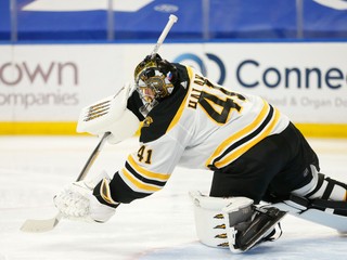 Brankár Jaroslav Halák v drese Boston Bruins.