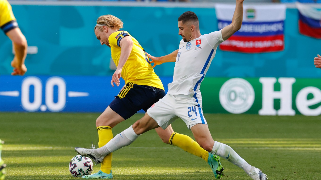 Martin Koscelník v zápase Slovensko - Švédsko na ME vo futbale (EURO 2020 / 2021).
