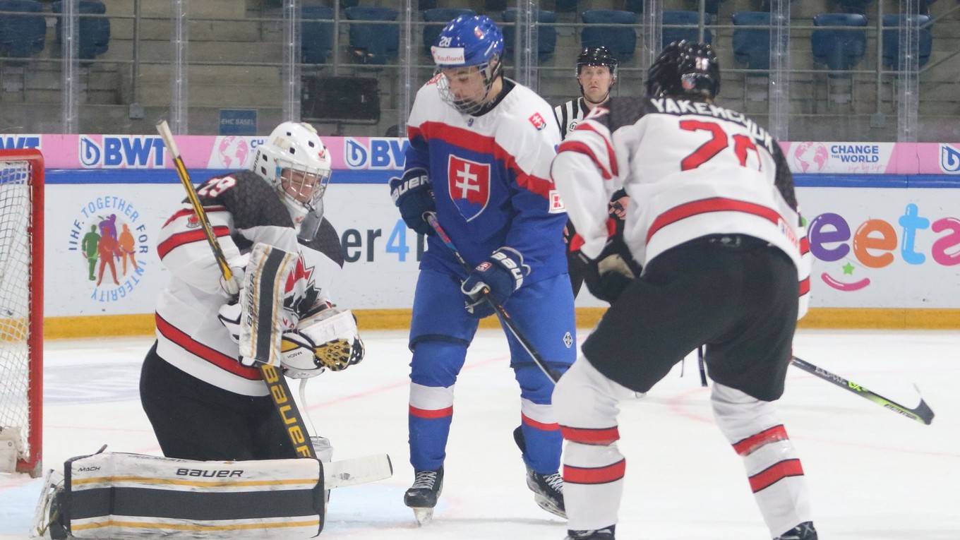 Momentka zo zápasu Kanada - Slovensko