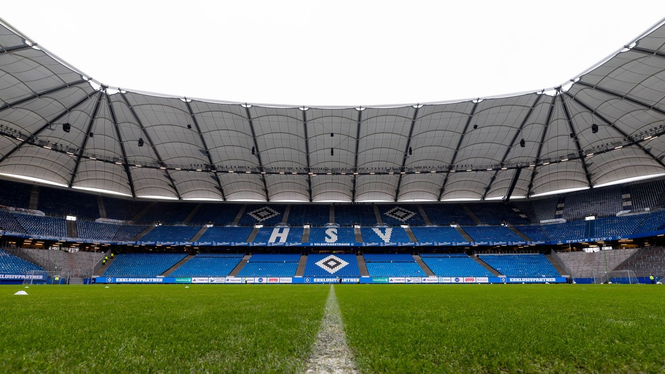 Na archívnej snímke z 21. februára 2026 futbalový štadión Volksparkstadion v Hamburgu.
