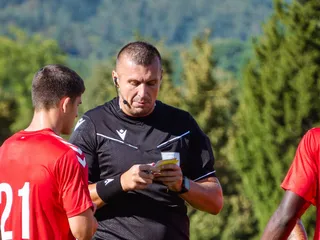 Momentka zo zápasu FK MŠK Považská Bystrica a FK Baník Lehota pod Vtáčnikom.