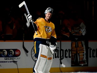 Pekka Rine počas rozlúčky s kariérou.