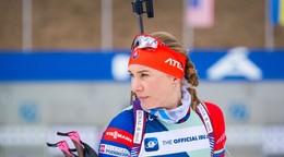 Anastasia Kuzminová na ME v biatlone 2024 v Osrblí.