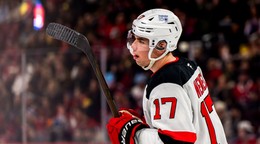 Šimon Nemec počas zápasu Montreal Canadiens - New Jersey Devils.
