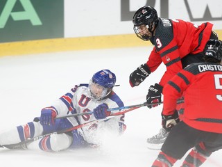 USA - Kanada, semifinále Hlinka Gretzky Cup 2023. 