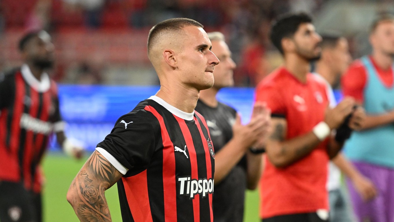 Timotej Kudlička po skončení odvetného zápasu 3. predkola Konferenčnej ligy medzi FC Spartak Trnava a Universitatea Craiova.