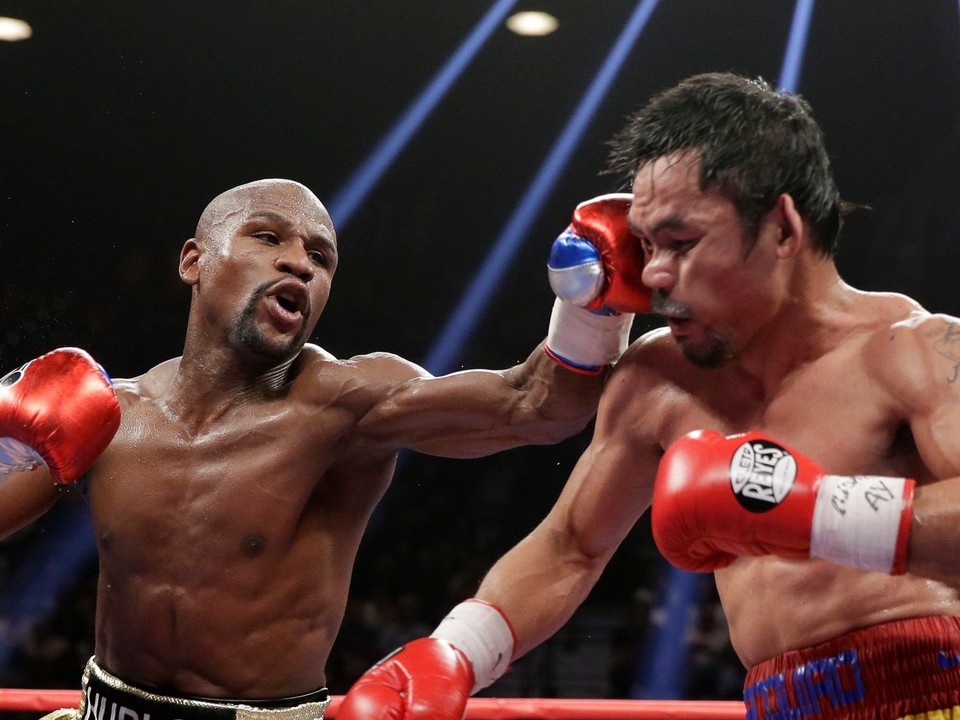 Floyd Mayweather Jr. v zápase s Mannym Pacquiaom.