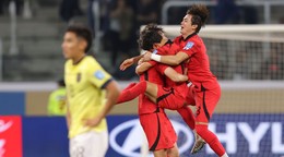Momentka z osemfinále Ekvádor - Kórejská republika na MS hráčov do 20 rokov.