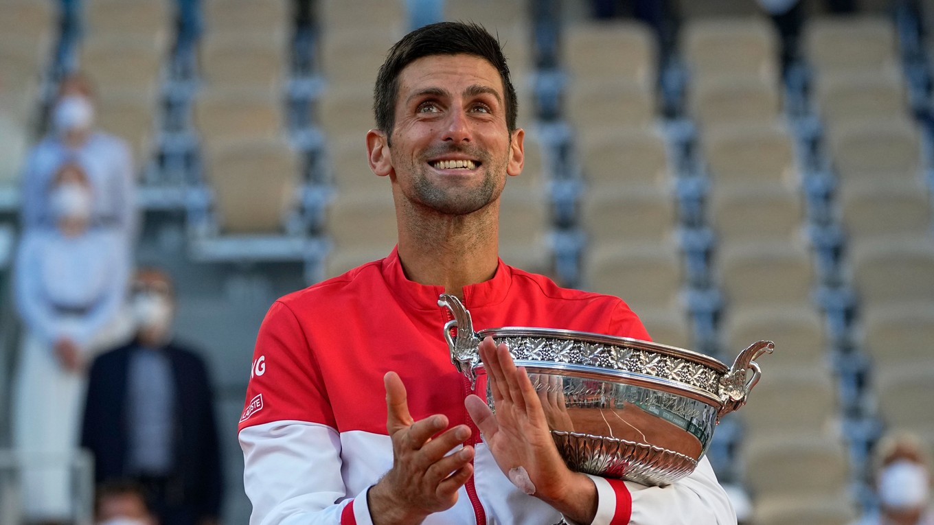 Novak Djokovič  po výhre na Roland Garros 2021.