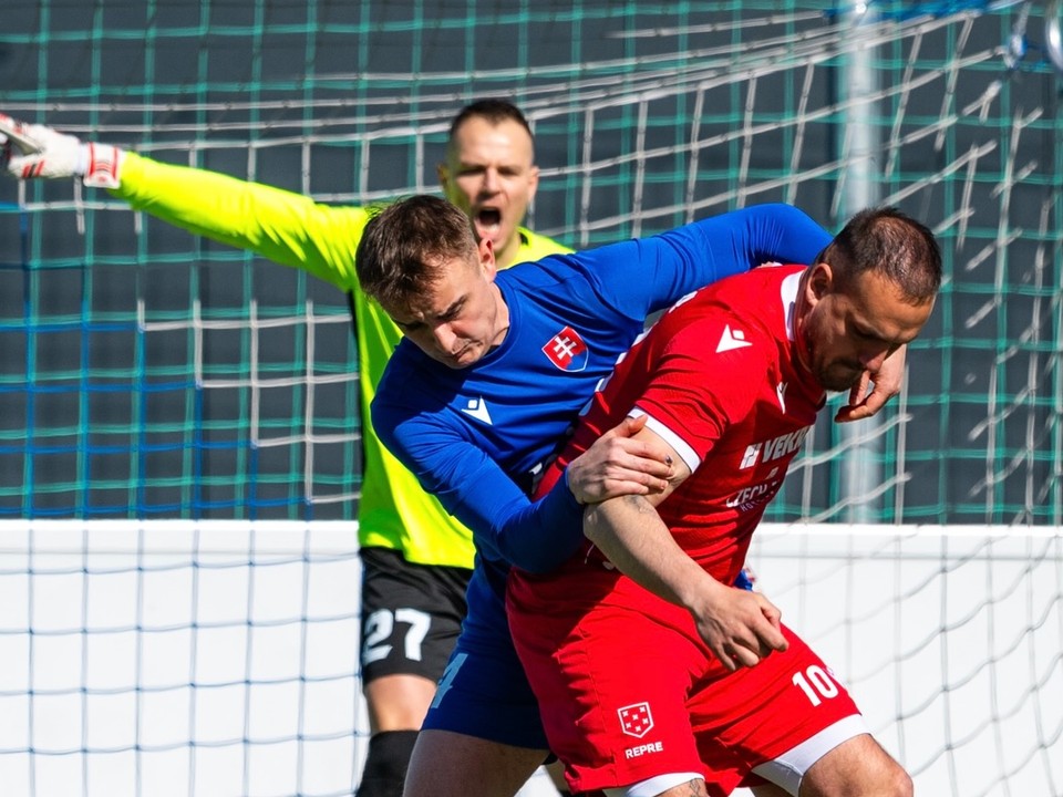 Momentka zo zápasu Slovensko - Česko v malom futbale