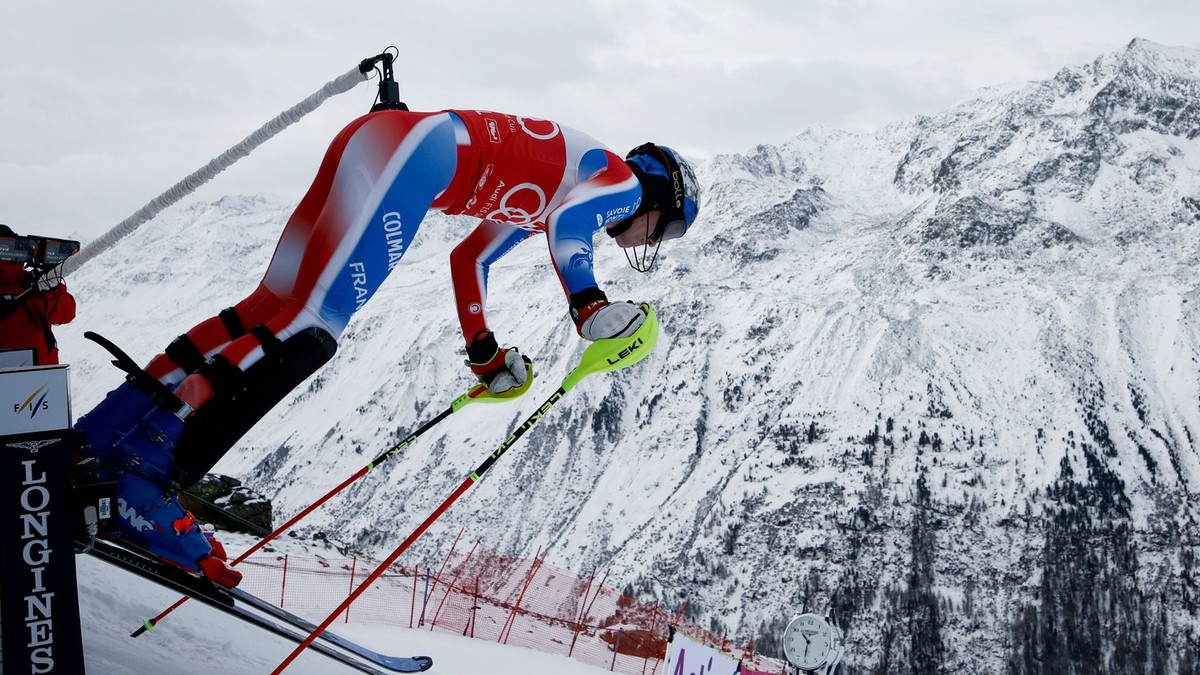 Clément Noel počas 1. kola slalomu v rakúskom stredisku Gurgl 2024.