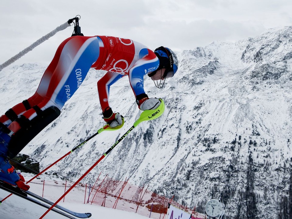 Clément Noel počas 1. kola slalomu v rakúskom stredisku Gurgl 2024.