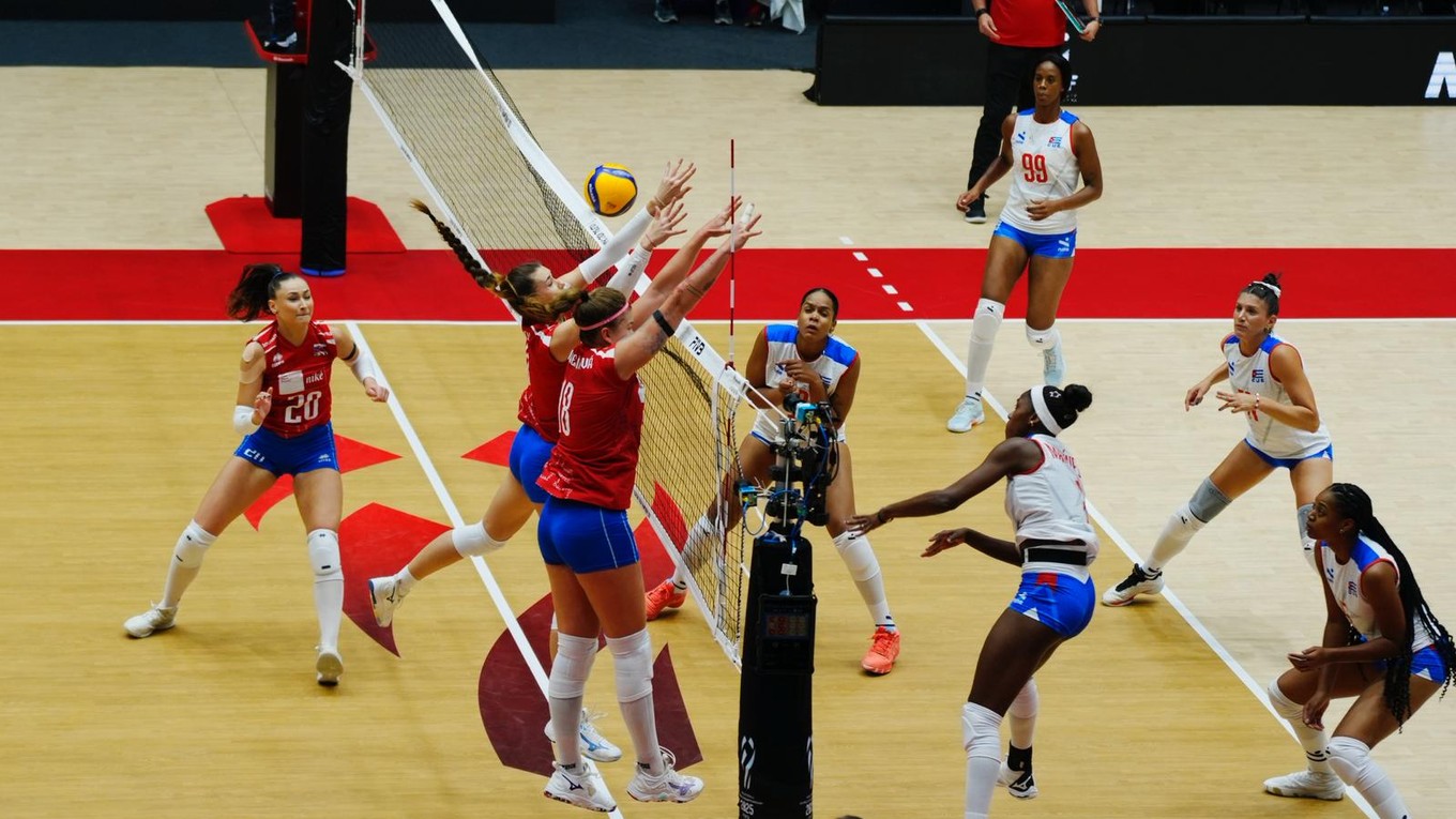 Fotka zo zápasu Slovensko - Kuba na MS vo volejbale žien 2025.