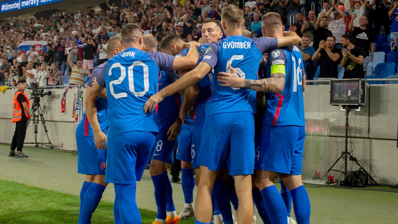 Gólová radosť slovenských futbalistov v kvalifikačnom zápase J-skupiny na EURO 2024 Slovensko - Lichtenštajnsko.