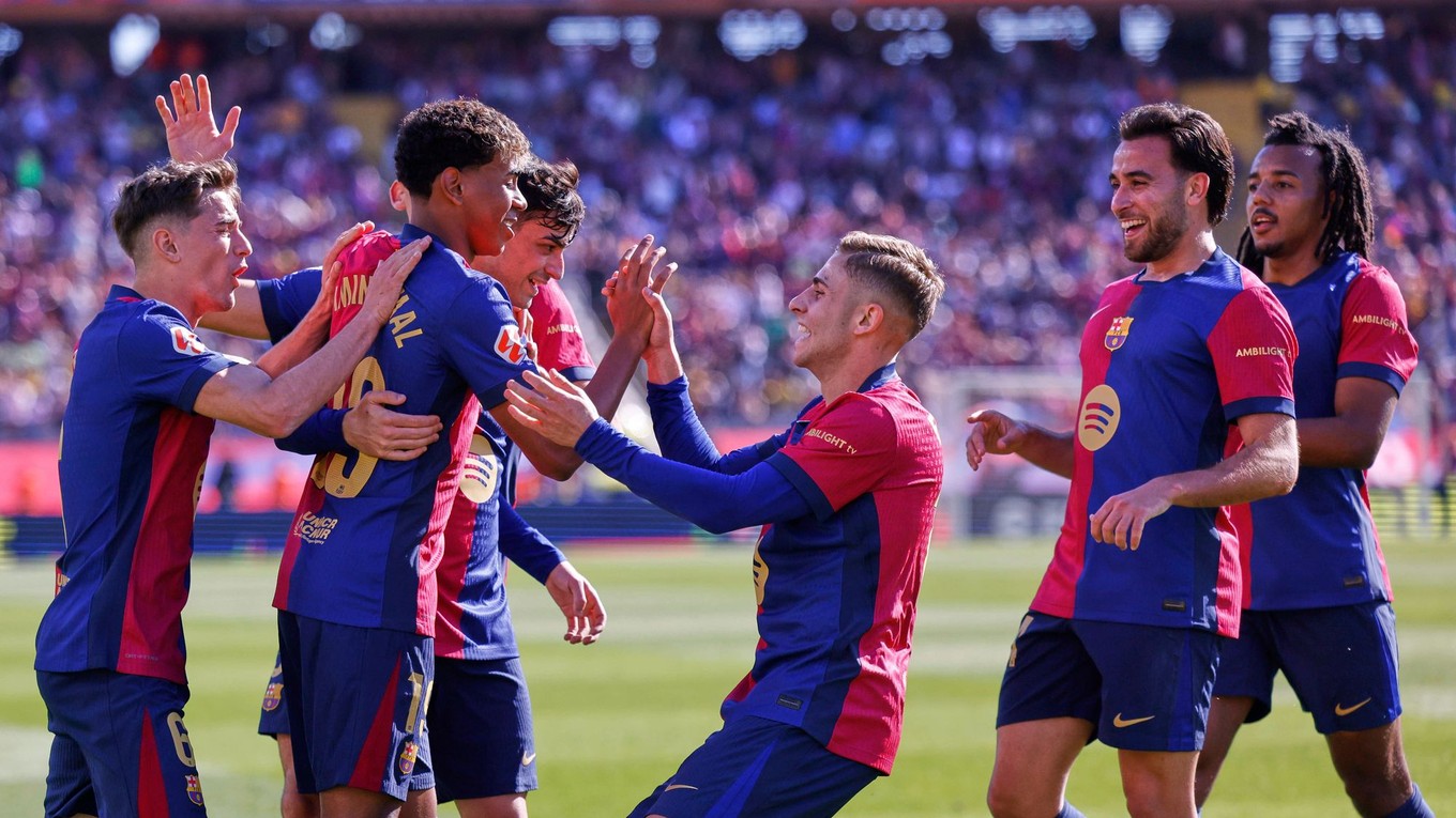 Radosť hráčov Barcelony. 