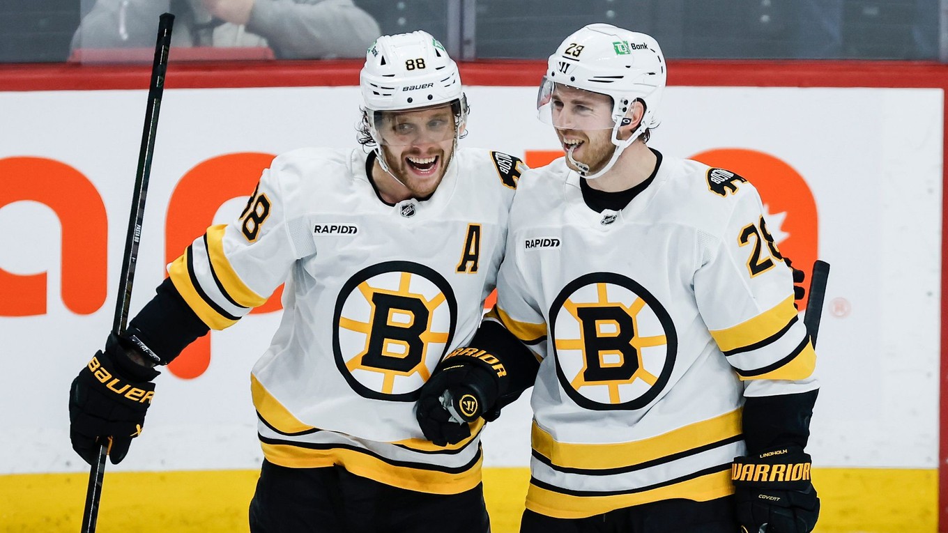 David Pastrňák a Elias Lindholm