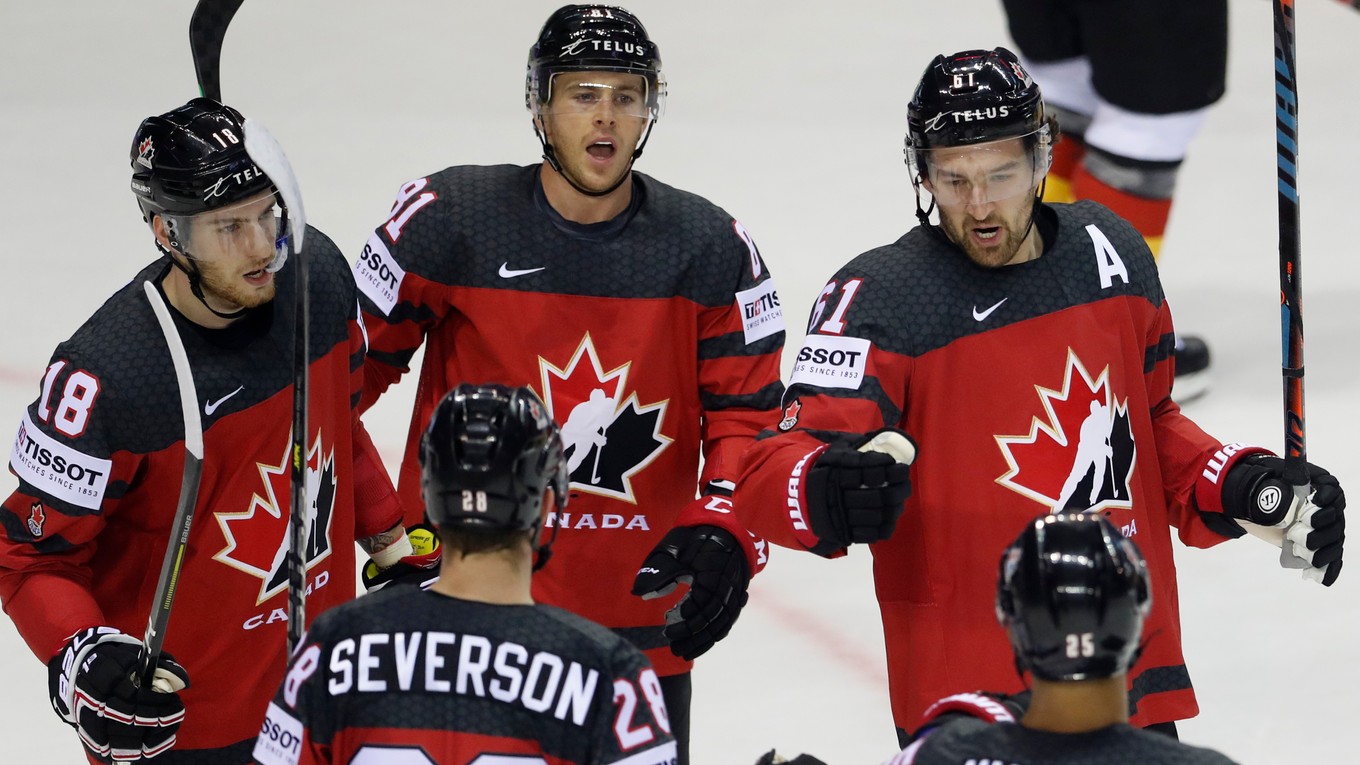 Hokejisti Kanady počas MS 2019.