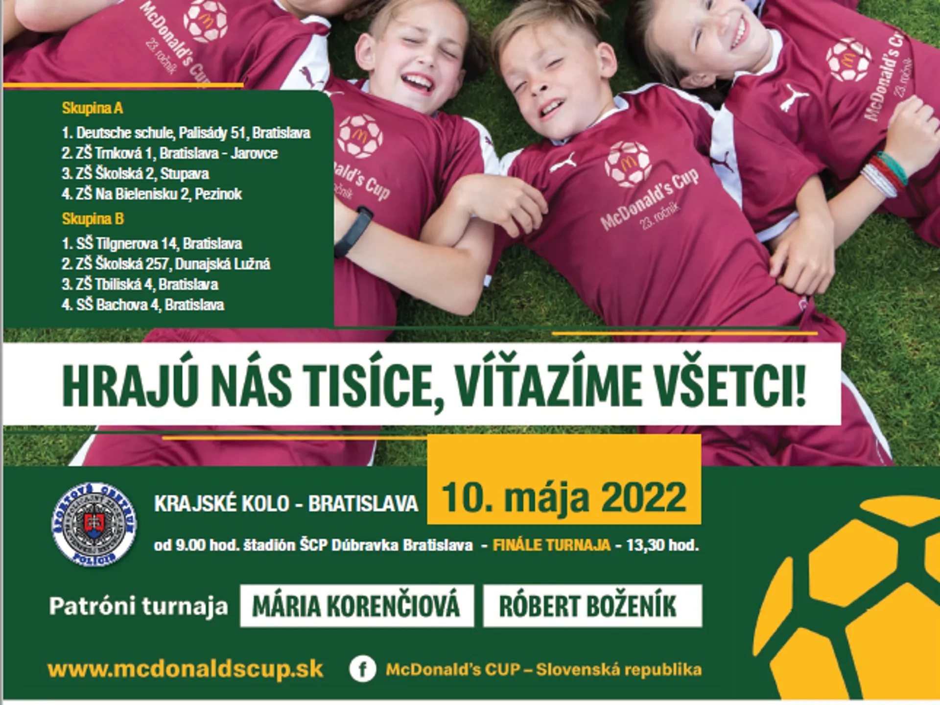 Finále krajského kola Mc Donald´s cupu bude 10.05.2022