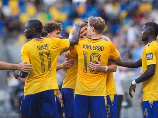 Hráči DAC Dunajská Streda sa tešia z gólu