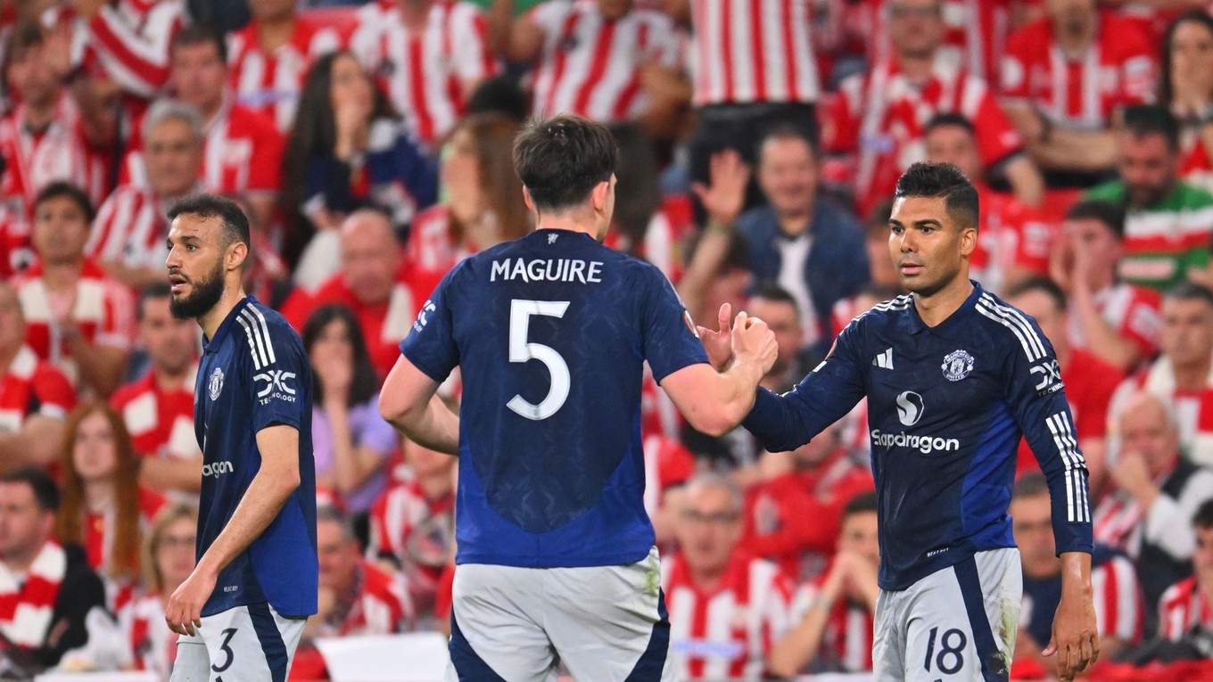 Futbalisti Manchestru United oslavujú gól.