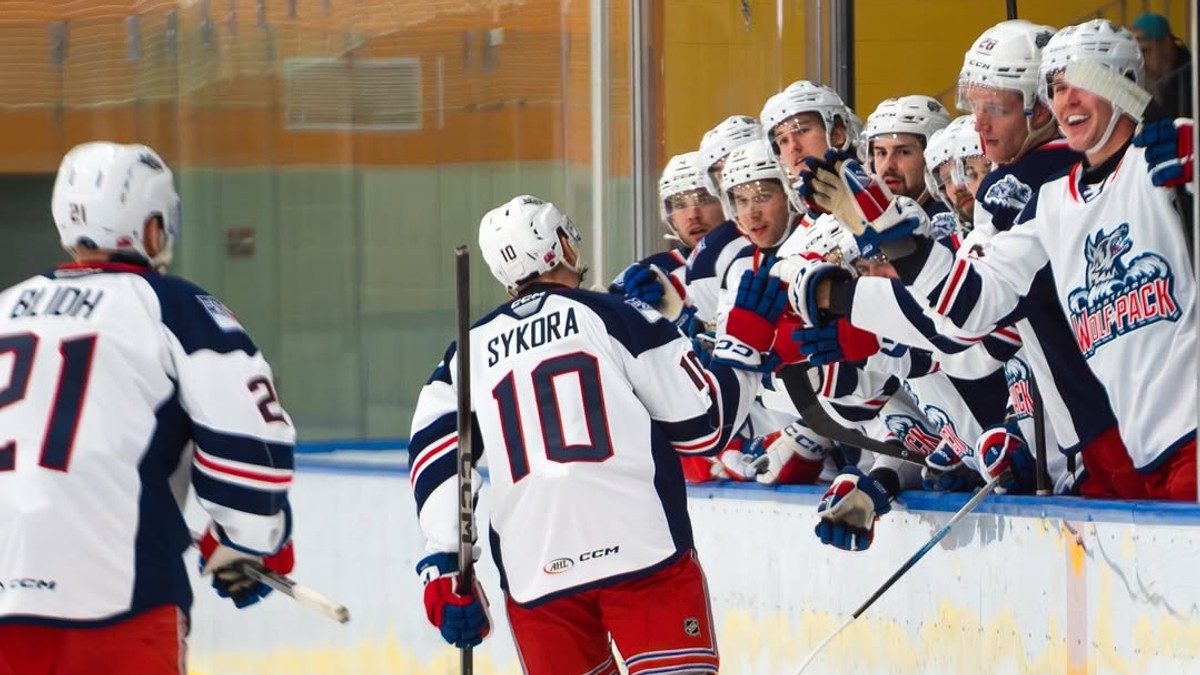 Slovenský hokejista Adam Sýkora sa teší z gólu. 