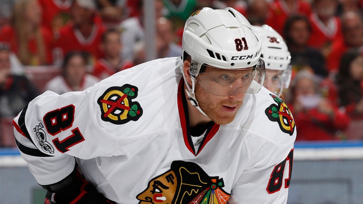 Marián Hossa v drese Chicago Black Hawks počas zápasu zámorskej hokejovej NHL proti Floride Panthers.