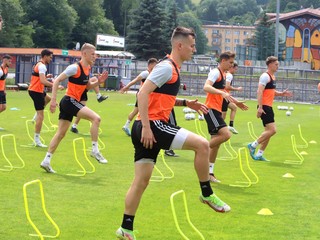 Futbalisti MFK Ružomberok počas tréningu.