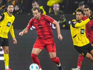 Harry Kane v zápase s Borussiou Dortmund.