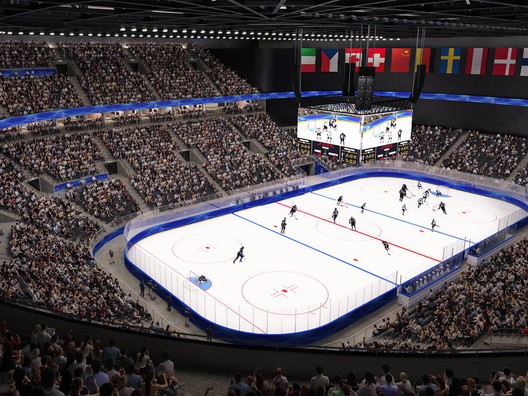 Vizualizácia ľadovej plochy v aréne Santagiulia v Miláne.