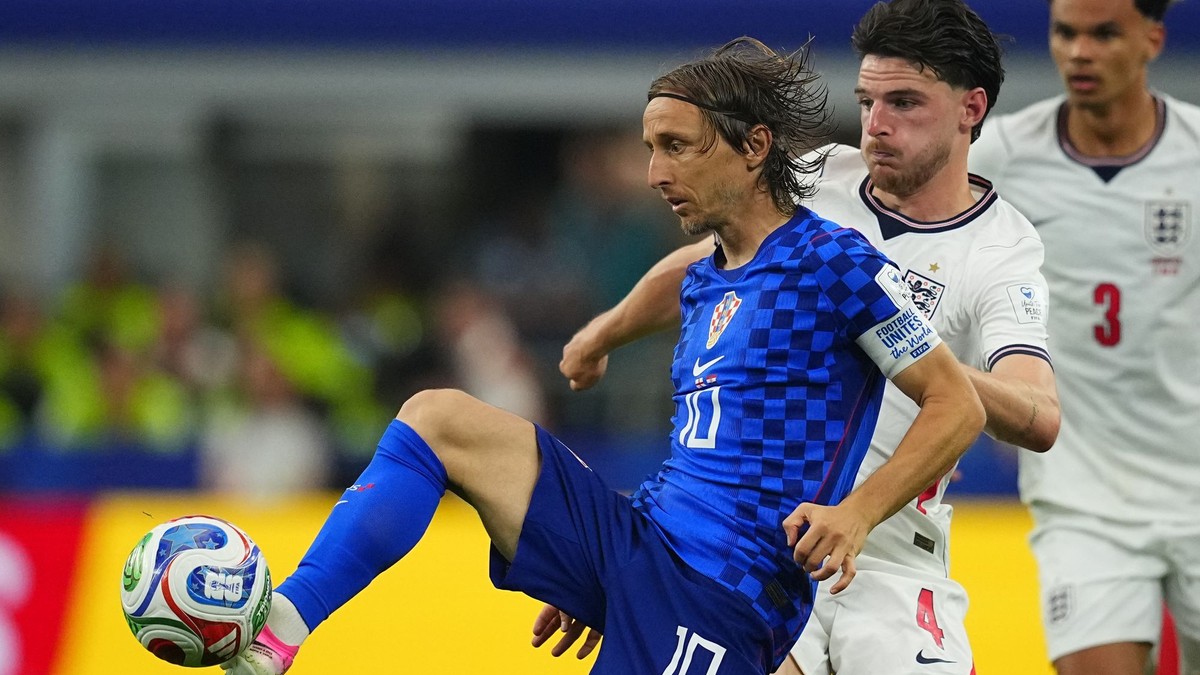 Luka Modrič v zápase proti Anglicku na MS vo futbale 2026.