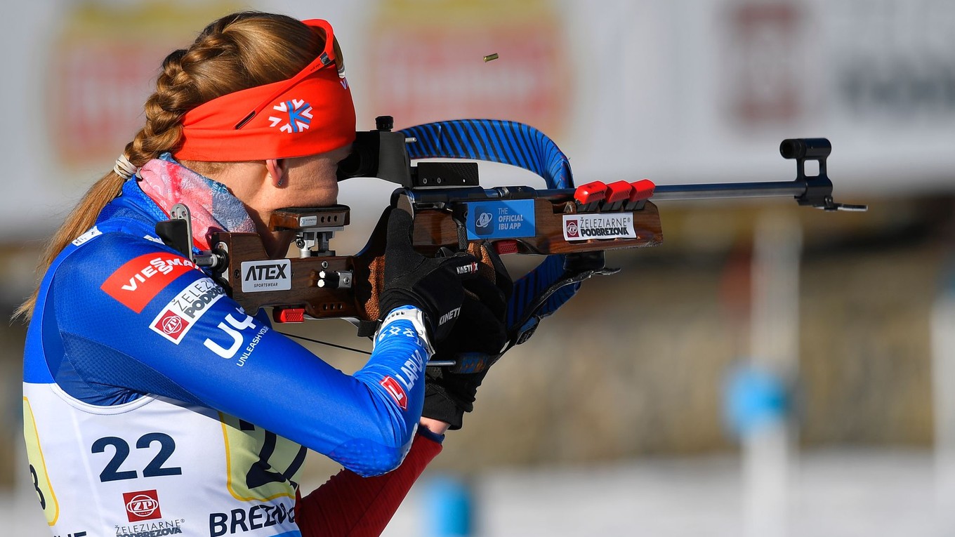 Slovenská biatlonistka Anastastia Kuzminová na majstrovstvách Európy v biatlone v Osrblí. 