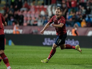 Matěj Vydra sa teší z gólu. 