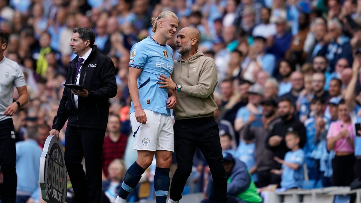 Pep Guardiola a Erling Haaland.