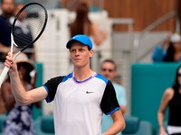 Jannik Sinner na turnaji ATP v Miami 2024.