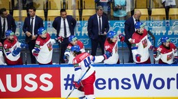 Matěj Stránský sa teší po strelenom góle v zápase Česko - Kazachstan v skupine B na MS v hokeji 2025.