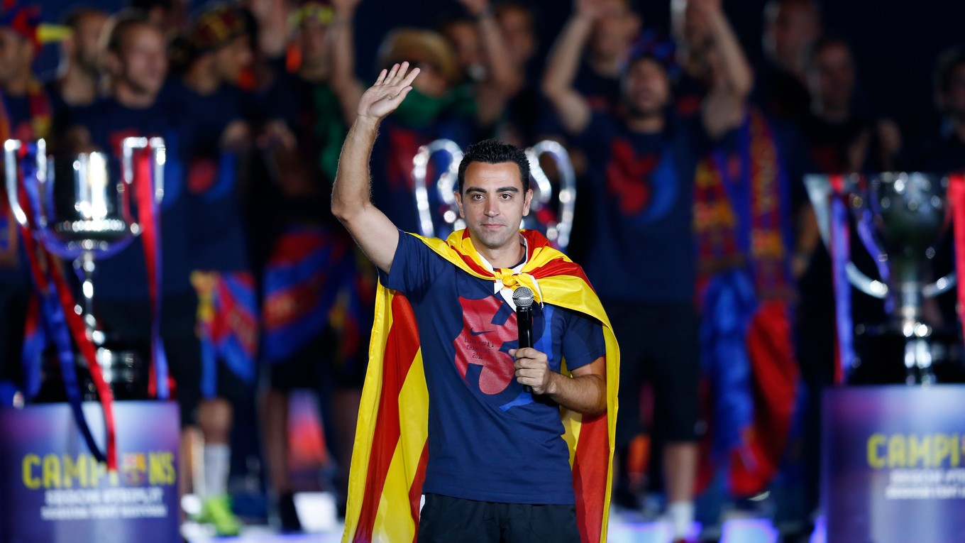 Xavi Hernandéz po zisku titulu FC Barcelona v roku 2015.