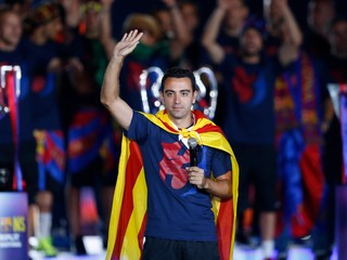 Xavi Hernandéz po zisku titulu FC Barcelona v roku 2015.